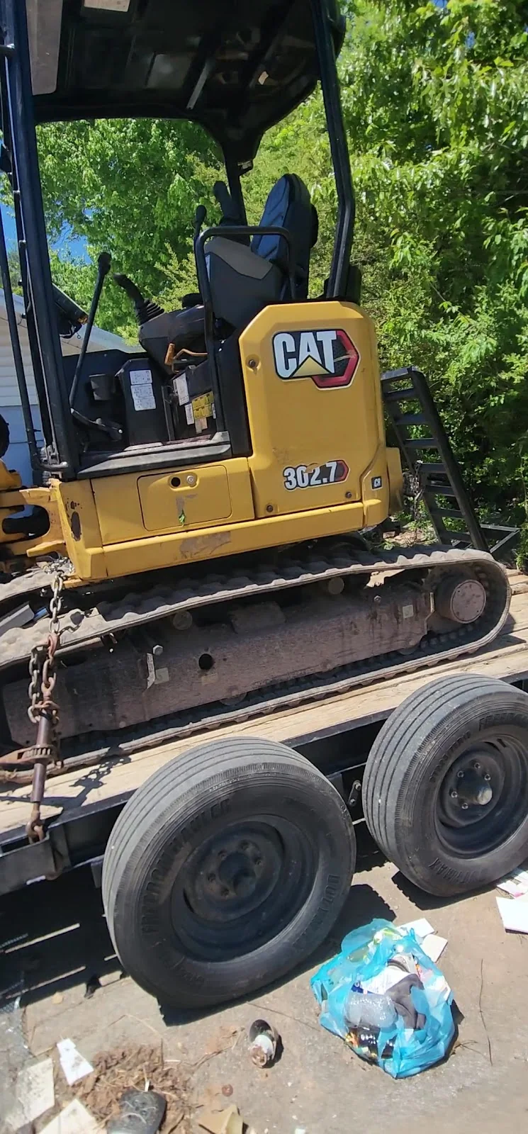 Our CAT excavator loaded on the trailer